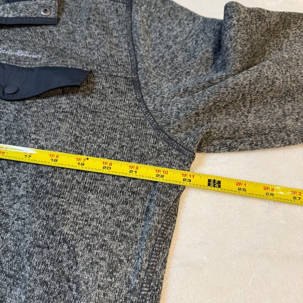 Eddie Bauer Men's Heather Gray Fleece Snap Neck Pullover Sweater Size L - Picture 3 of 9